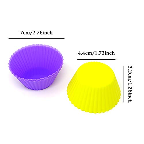 "Honbay 12PCS Silicone Reusable Cake Cups Sets Baking Cups Nonstick Muffin Cups Cake Liners Molds Cupcake Holders for Making Muffin, Chocolate, Bread (6 Color, 2.76 Inch)" - Image 3