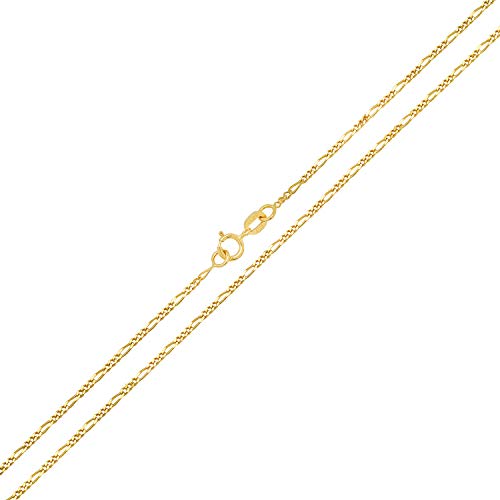 14K Yellow Gold 1.2Mm Figaro Chain Necklace With Spring Ring Clasp - 16 Inches #TOP1
