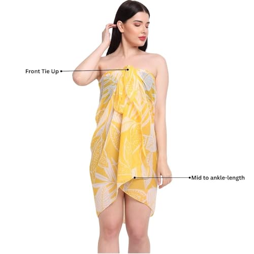 Image of EROTISSCH Women's Poly Georgette One-Piece Swimsuit Cover-Up Sarong, Made of 100% Polyester, Quick-Dry, Lightweight Beachwear for Girls with Adjustable Halter Neck, Suitable for Beach,Resort&Pool