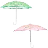 OHPHCALL 2個 娃娃用ミニ傘点 可愛いドール傘 デスクトップ装飾 小物置き場向け 耐久性 属製 人形の家レイアウト用リアルな小道具