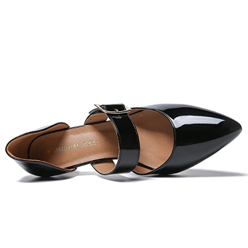 MAIERNISI JESSI Unisex Men's Women's Closed Pointed Toe Heels Buckle Strap D'Orsay Kitten Heel Dressy Pumps4