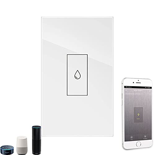 Diese Smart WiFi Water Heater Switch, Voice Control Smart Touch Wall Switch with Timer, Remote Control Smart Boiler Touch Switch Compatible with Google Home, Alexa and Home APP (White)