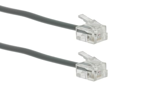 CablesAndKits RJ11 Straight Modular Telephone Cable, Silver, 7ft, 6P/4C Connect a Computer or Phone to a Telephone line