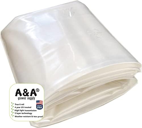 A&A Green Store Greenhouse Plastic 4 Year 6 Mil Film Clear Polyethylene Cover UV Resistant (5 ft Wide x 40 ft Long) - 1