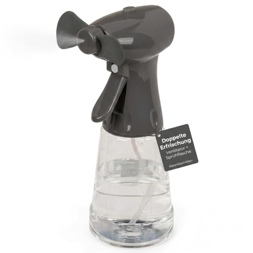 MIJOMA Sprühflasche mit Ventilator tragbar für Sommertage 22cm Steingrau