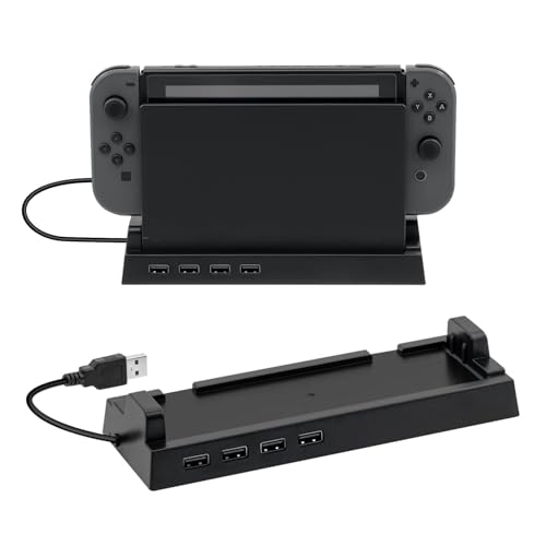 Mcbazel USB Hub for Switch Dock, 4 Ports USB 2.0 Hub Dock Compatible with NS Switch - Black
