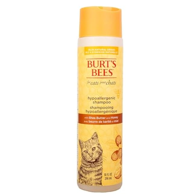 Burt's Bees for Pets Hypoallergenic Cat Shampoo with Shea Butter and Honey - A Gentle Kitten Shampoo for Indoor Cats with Dry & Itchy Skin, Sensitive Skin, Cat Bathing Supplies, 10 Fl Oz-W5wSlfe1