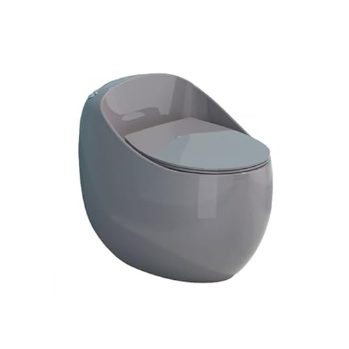 EGO INTERIORS Premium Line | Einteilige Stand-WC mit eingebautem Spülkasten | Komplett-Set | kompakt | randlos | Sitz mit SoftClose Absenkautomatik | Quick Release Scharnieren | graue Keramik