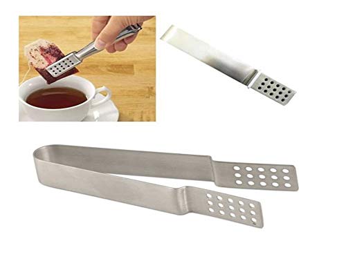 Tea Bag Squeezer Wide Metal Tongs Holder Strainer Coal Gripper ICE Grabber