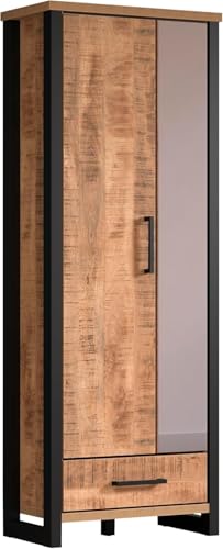 trendteam smart living – Enna – Garderobenschrank – Mango/Schwarz – Schrank mit 2 Türen, 1 Konstruktionsboden und 1 Schublade – (BxHxT) 73 x 195 x 39 cm – ausziehbare Kleiderstange trendteam smart living – Enna – Garderobenschrank – Mango/Schwarz – Schrank mit 2 Türen, 1 Konstruktionsboden und 1 Schublade – (BxHxT) 73 x 195 x 39 cm – ausziehbare Kleiderstange