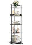 Hosfais Bookshelf 5-Tier Book Shelf - Narrow Wood Bookcase Tall Corner Book Shelves Storage Organizer Display Book Rack for Living Room Bedroom Office Home Grey