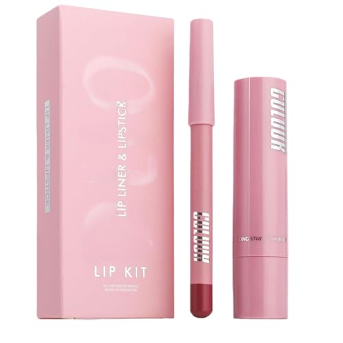 Image of Lip Liner & Lipstick Set,Lipstick Long Lasting,Waterproof Lip Liner,Long-Lasting Matte Li-Pstick,Rich Of Colour&Velvet Texture Li-P Pencil,With Smudge-Proof Formula,For Date Night&Parties (Rose Red)