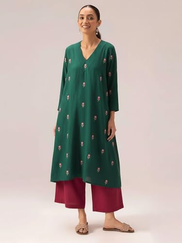 Image of ANNI DESIGNER Viscose Blend Kurta for Women | Kurti Set Woman | Kurta with Palazzo | A Line Printed Co Ord Outfit | Cord Ethnic Suit | Indian Office Party Traditional Clothing Fashion Premium Look