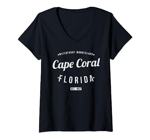 Mujer Cape Coral, Florida, recuerdo retro y vintage, FL, Cabo Coral Camiseta Cuello V