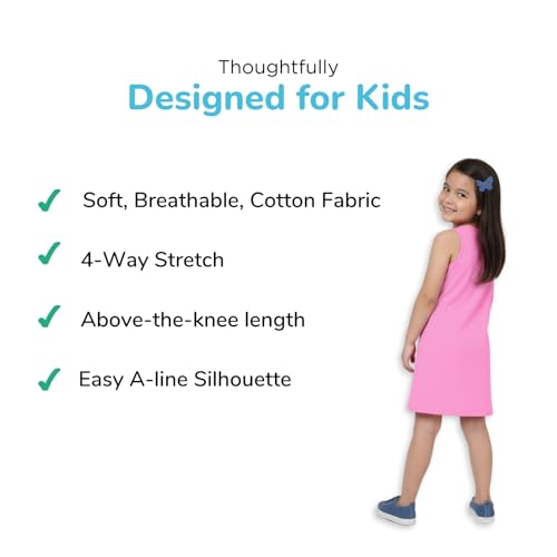 Image of YouGotPlanB Girls 100% Cotton A-Line Printed Dress | Above Knee Length Summer Frock | Soft & Breathable Casual Wear for Girls (Ages 3-14 Years)