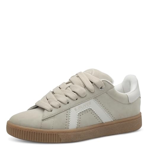 s.Oliver Damen Sneaker flach mit Breiten Schnürsenkeln Freizeit, Beige (Beige), 39 EU