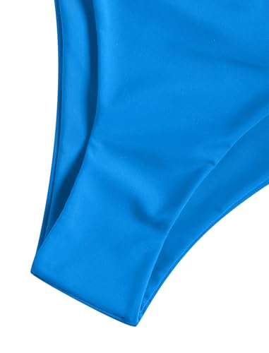 Image of ZAFUL Women's High Cut Bandeau Bikini Set Strapless Solid Color 2 Pieces Bathing Suit Swimsuit
