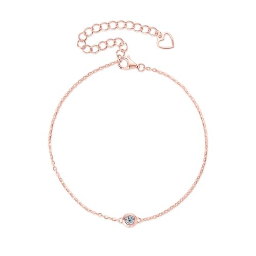 14k Gold Diamond Bracelets for Women, VVS1 D-color Round Cut Elegant Adjustable Mothers Day Bracelet for Mom,6.5+2” Chain