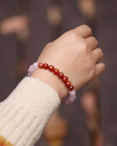 Bracelet porte-bonheur quartz rose et breloques à offrir