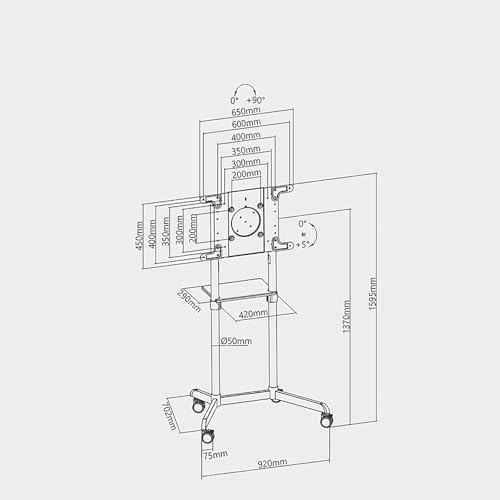 Soporte móvil para TV de piso para pantallas 37-70 pulgadas miniatura 5