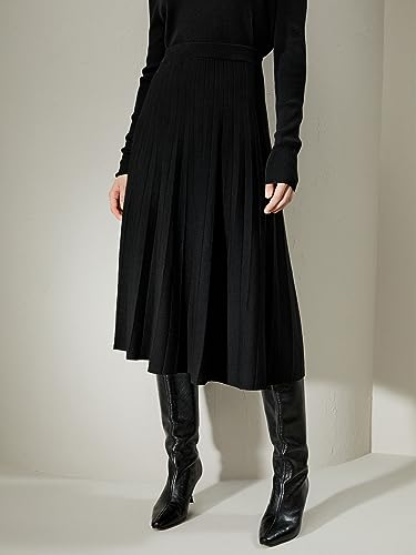 LilySilk 100% Merino Wool Skirt Collegiate Ultra-fine for Women A Line Knitted Bottom Winter Fall Pleated Skirts2
