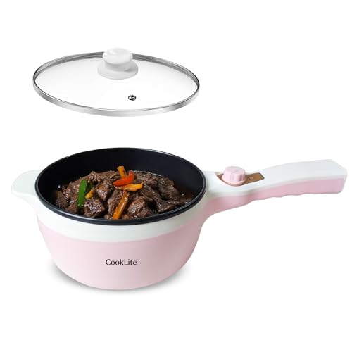 Electric Hot Pot with Steamer: 1.8L Capacity, Multi-Functionality, and Easy Cooking! (Pink)