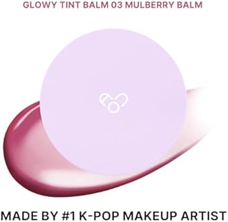 AOU GLOWY TINT BALM Tinted Lip Balm with Natural Gloss Instant Hydration for Chapped Lips 0.12Oz (03 Mulberry Balm)