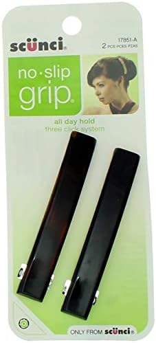 Scunci 1785103A048 No Slip Grip Barrettes Assorted Colors, Woman, Unisex, 3 Packs of 2 Count