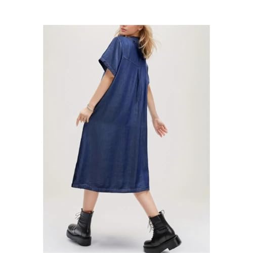 Robe denim ample col en V idéale pour vos sorties d'été décontractées