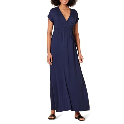 Amazon Essentials Robe Longue cintrée (Disponible en Grande Taille) Femme, Bleu Marine, XXL