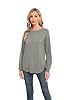 GRECERELLE Womens Long Sleeve Jumpers Lightweight Crew Neck Sweater Tops Casual Soft Knit Pullover for Ladies (Grey, L) #1