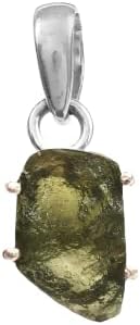 925 Sterling silver Natural Green Rough Moldavite Gemstone Pendant for women | Rough Gemstone Sterling Silver Pendant