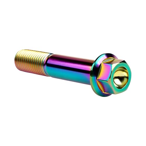 Image of Titanium Bolt M12 30 35 40 45 50 55 60 65 70 75 80 85 90mm Hex Small Flange Head for Motorcycle Car Modification Pack of 4 (M12x60mm Pitch 1.25, Multicolored)