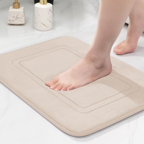 chakme Tapis de Bain en Mousse à mémoire de Forme - Tapis Salle de Bain Absorbant - Tapis de Bain Antidérapant - pour Salle de Bain et Salon - 43 x 61 cm -...