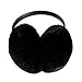 BOONJOVIA Adjustable Real Rex Rabbit Fur Earmuffs- Soft Warm Ear Muffs for Winter Women Men (Black)