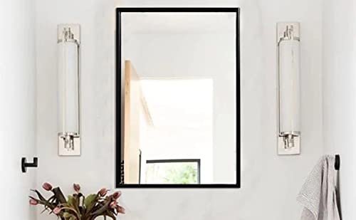 Heyfoxes 22×30 Matte Black, Metal Frame Rectangle Vanity Wall Mounted Mirror With Classic Right -Angle, Bathroom, Entryway, Living Room(Black) #TOP5
