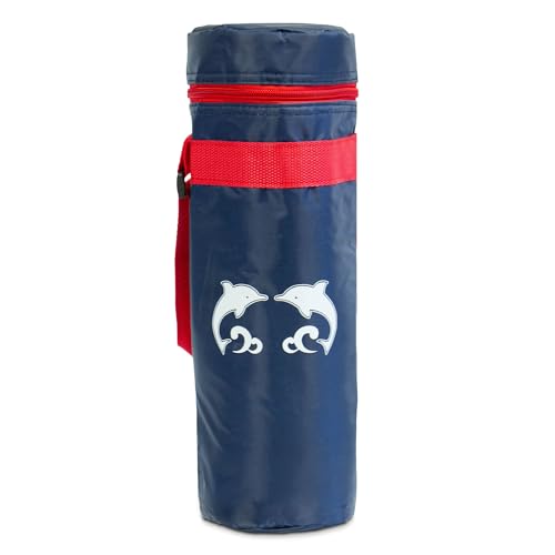 TIENDA EURASIA – Bolsa Termica Porta Alimentos | Bolsa Nevera | Azul y Rojo | Material Poliéster y Aluminio | Correa Ajustable | Aislamiento Térmico | Cremallera Resistente (2 Litros 12x35cm)