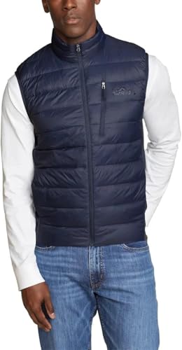 Eddie Bauer Men’s Vest Power Down Insulation Storm Repel Classic Fit (Blue, Medium) - Main Image