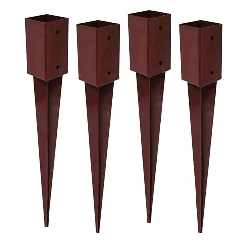 ADEPTNA Set of 4 Heavy Duty Fence Post Holder 750mm x 75mm Rust Resistant Metal Spike Support for Secure Fencing Easy Installation Durable Powder-Coated Steel Construction (4)