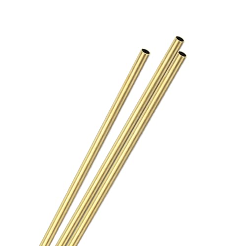 M METERXITY 3-Pack 300mm Brass Round Tube, 6.5mm OD 0.2mm Wall Thickness H65 Brass Seamless Tubing for Construction/Machining/DIY Crafting, Metal Straight Pipe [0.26x0.01x12IN]