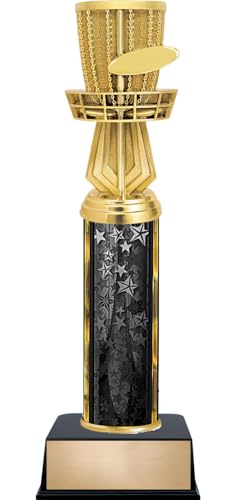 Customizable 11" Disc Golf Basket Black Star Trophy Award, Engrave Now