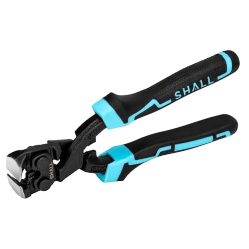 SHALL 8-Inch Nail Puller, 8″ End Cutting Pliers, Two-Color Ergonomic Handle, Grip Area for Pulling Nails & Gripping Wires, More Efficient Leverage