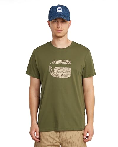 G Star Camiseta para Hombre con Estampado de Dedos Burger R T, Verde Shadow Olive D26041 c506 b230, XL