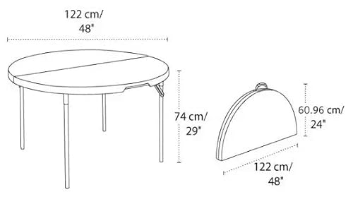Ontario Furniture 4’ Foot Round Plastic Folding Table (48” Inch) | Fold In Half With Carrying Handle | Lightweight And Portable | White Resin With Sturdy Steel Frame #TOP2