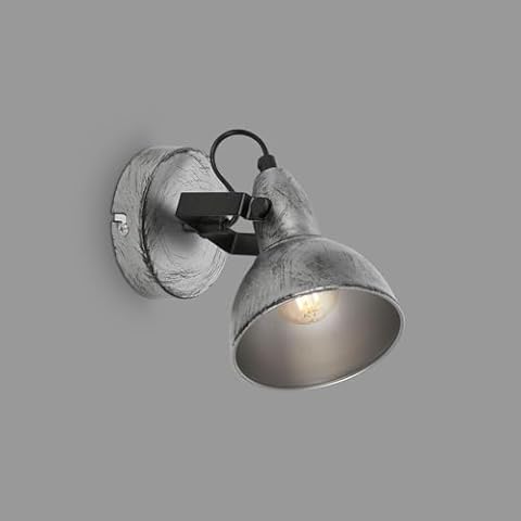 BRILONER Leuchten - Wall Light Vintage Swivelling Wall Spotlight Retro Wall Lamp 1 x E14 Socket Silver Craft 155 x 100 mm Cover