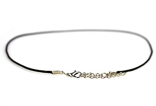 Bastex 100 Pieces Of Waxed Necklace Cord With Clasp. Perfect For Bracelet, Necklace And Diy Jewelry Making. 20 Inches Long, 1.5Mm Thickness. Single Color Black Bulk #TOP2