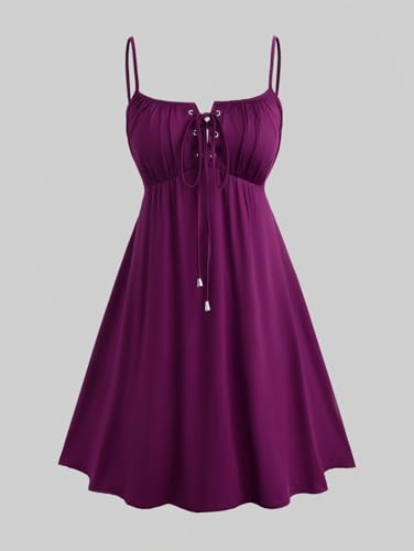 Image of ROSE GAL Rosegal Plus Size Women Sundress Set Flutter Sleeves Floral Dress and Lace-up Cami Dress