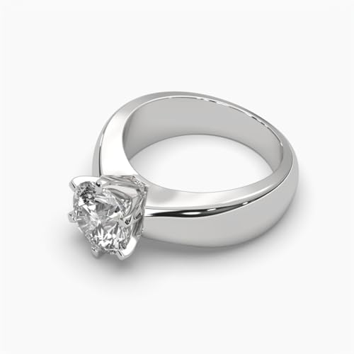 Image of 2 Ct. Solitaire Moissanite Crown Cathedral Ring for Women, 925 Sterling Silver, 18k Gold Plated, Smooth Edge Band, Perfect Jewelry Gift for Her