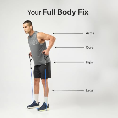 Image of CULT Resistance Tube with Foam Handles, Door Anchor for Exercise & Stretching | Suitable in Home & Gym Workout for Men & Women | Heavy-Duty Toning Band (Blue, Medium Resistance 12-15 Kg)