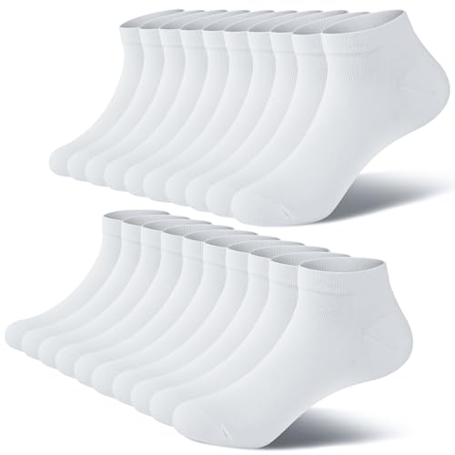 fitfets Sneaker Socken Herren Damen Baumwolle 10 Paar Sneakersocken Kurz Sneakersocken Socks Unisex Schwarz Weiß Grau,Weiß,39-42 1